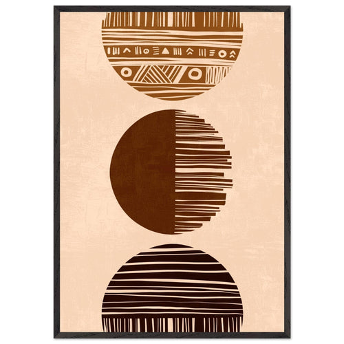Artfulprints Poster met Lijst Boho – Sun phases   - 70x100 cm - Bruin