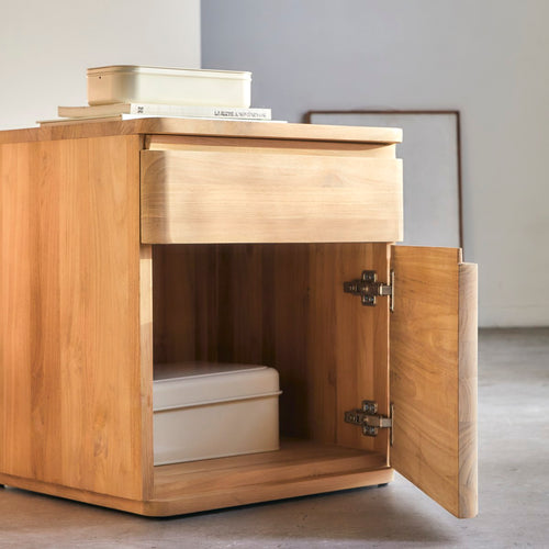 Tikamoon Massief teakhouten nachtkastje - Naturel - vtwonen shop