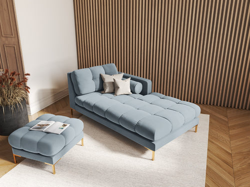 Cosmopolitan Design rechter chaise longue Bali flueel, lichtblauw - 185x102x75cm
