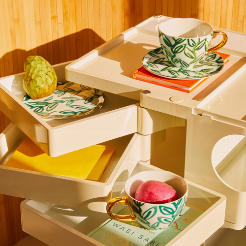 Urban Nature Culture Good Morning bord Leaves - Aqua - Ø 17x1cm