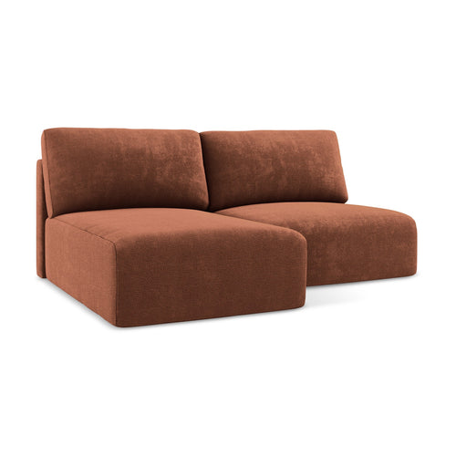 LaMiaSofa hoekbank links Ostia - chenille stof - terracotta - 210x149x79