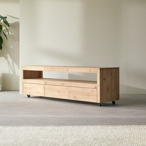 Tikamoon Massief eiken met knoesten tv-meubel 180 cm - Naturel