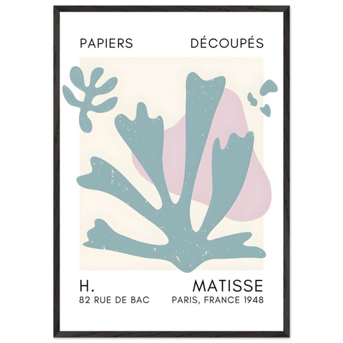 Artfulprints Poster met Lijst Matisse – Abstract bloom turquoise   - 70x100 cm - Turquoise
