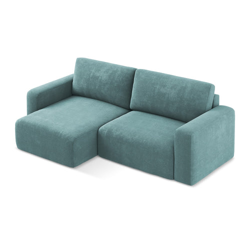 LaMiaSofa hoekbank links Ostia - chenille stof - jeans - 244x149x79