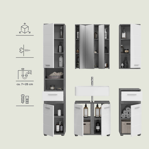 Furnilux Blake badkamercombinatie 5-delig rookzilver / wit - 164cm x 191cm x 34cm - vtwonen shop