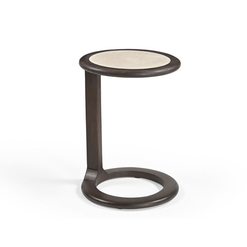 Starfurn Bijzettafel Vinn - Rond Bruin/Travertin - Set van 2