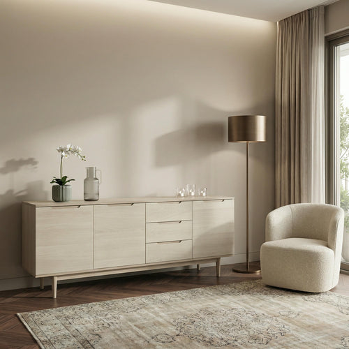 Furnhouse 4-deurs dressoir Kerteminde - Witte olie - MDF, eikenfineer - 45x213x80