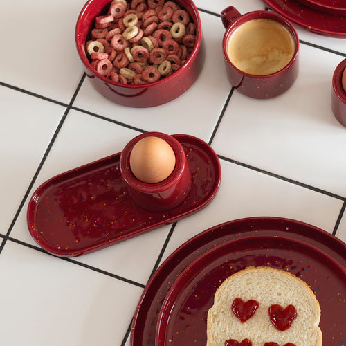 Ona - Serveerschaal 20x9cm burgundy Fika - Set van 4