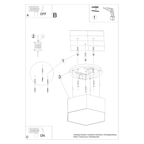 Sollux Lighting Plafondlamp SUNDE 13 wit - 30,5x26,5x13,5cm