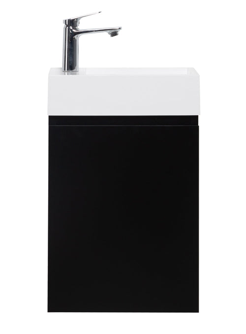 Badplaats Toiletmeubel Angela 40 x 22 cm – Mat Zwart – Fonteinmeubel met Wastafel