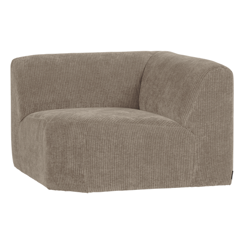 WOOOD hoekelement recht Mojo Base - Ribstof - Donkerzand - 74x105x105