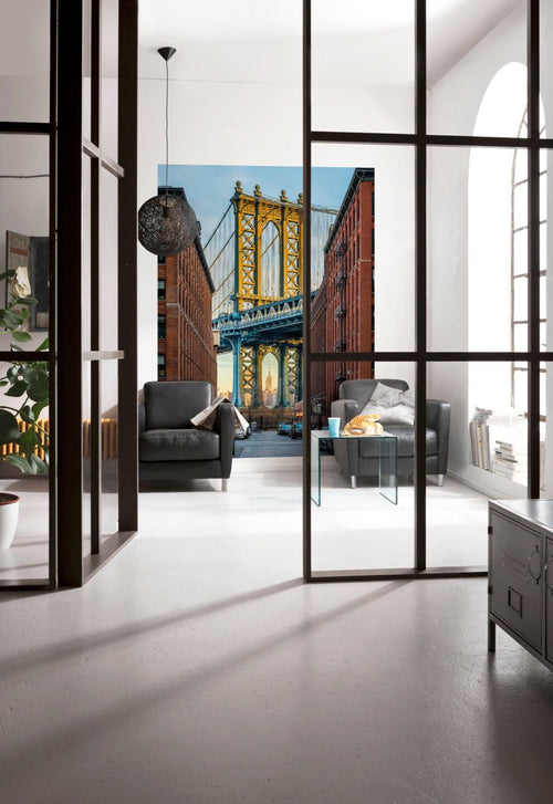 Sanders & Sanders fotobehang Brooklyn bruin, geel en blauw - 184 x 248 cm - 612308