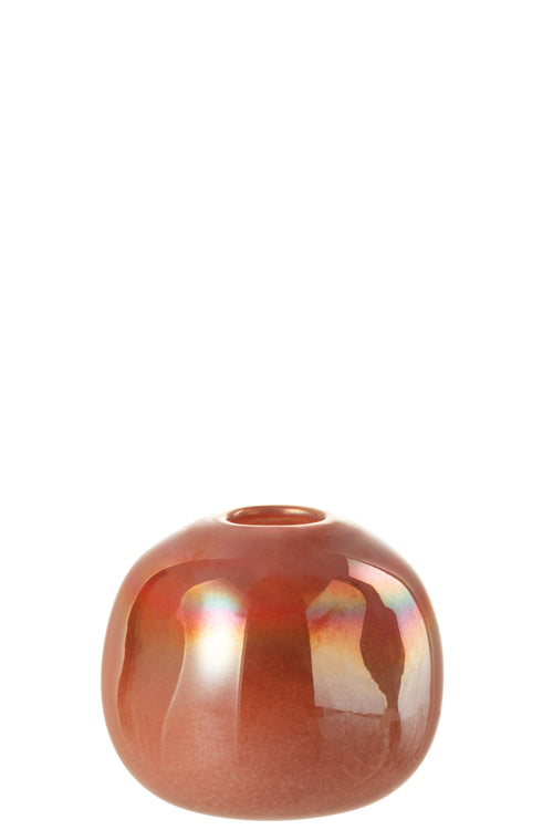 J-Line vaas Bol - glas - rood - small - Ø 13.5 cm