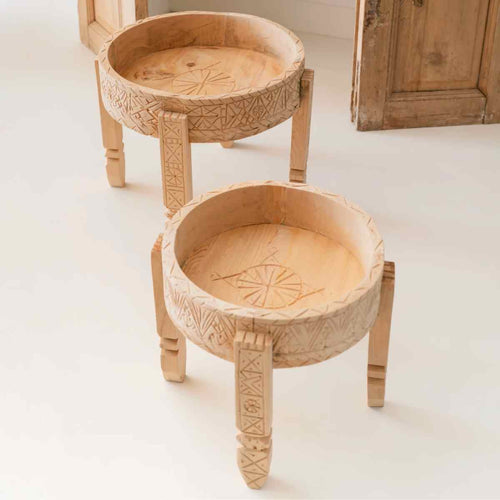 NOA MAY Bijzettafel Souk - naturel - hout - Ø 40 x h 37 cm