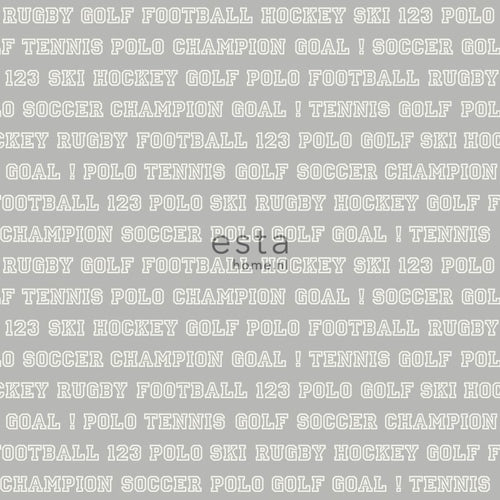 ESTAhome behang sportteksten taupe - 53 cm x 10.05 m - 138802