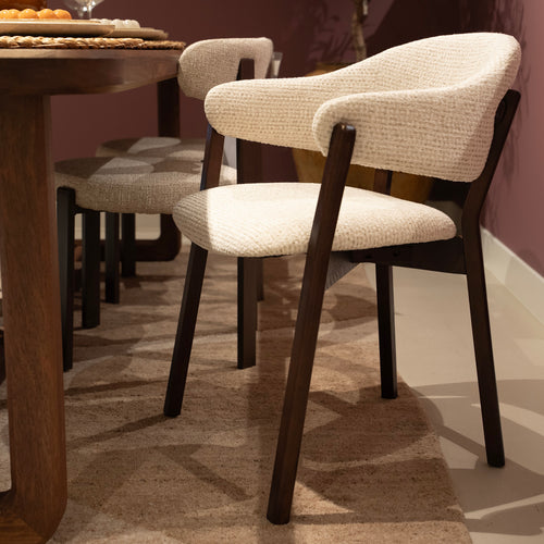 DÉJA Living Eetkamerstoel Uppsala - Beige/Walnoot - Set van 2