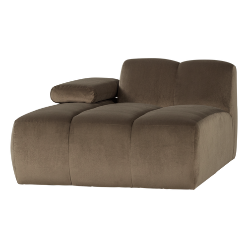 WOOOD chaise longue bank links Mojo - Velvet - Taupe - 74x124x162