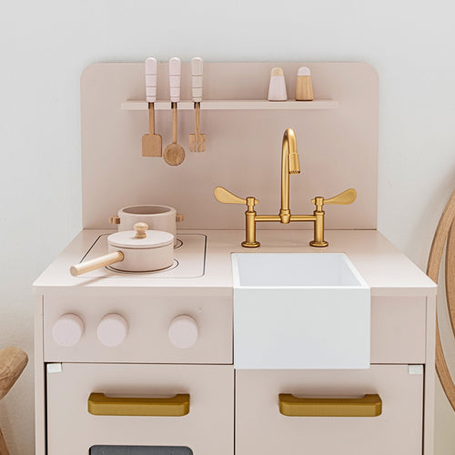 Petite Amélie Houten Speelgoed Keukenset - 13-delige set - Roze - Naturel - Vanaf 3 jaar