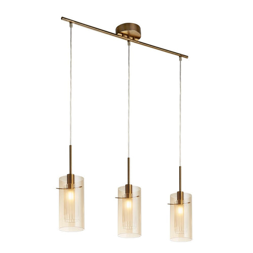 Searchlight Duo 3 Duo III 3-lichtstaafhanglamp brons, champagneglas