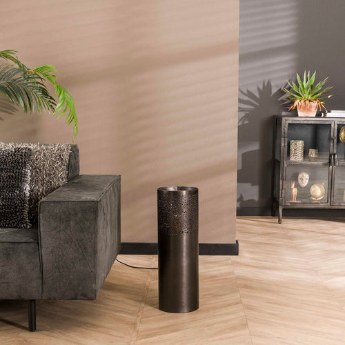 Giga Meubel Vloerlamp Cilinder - Zwart Nikkel - 60x20x20cm