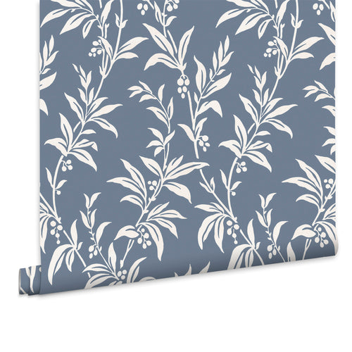 Laura Ashley Vliesbehang - Paxford Leaves Dark Seaspray