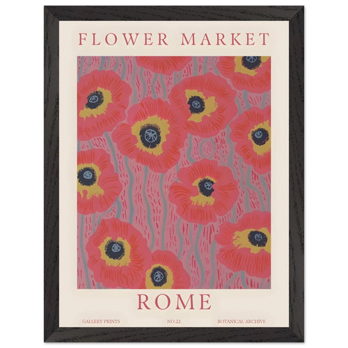 Artfulprints Poster met Lijst Flower market - Rome   - 30x40 cm - Roze
