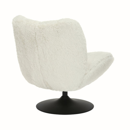 DÉJA Living Draaifauteuil Morten - Beige Fluffy/Zwart - 70x78x82cm - vtwonen shop