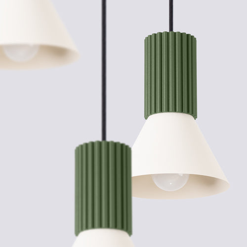 Sollux Lighting Hanglamp ESTRIA 3P beige/olijfgroen - 30x30x120cm