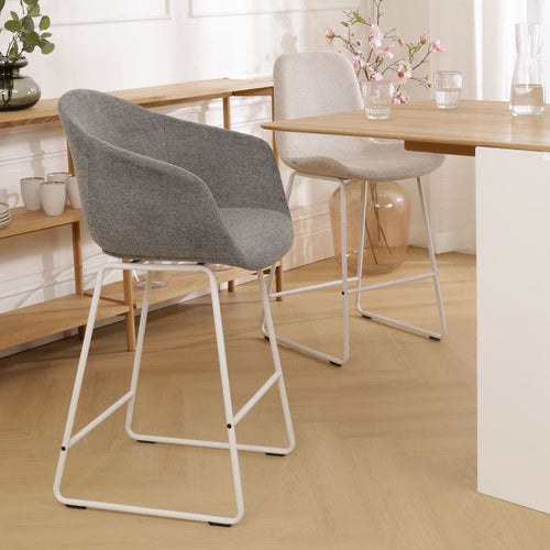 Nolon Nino-Otis Barkruk Donkergrijs - met Armleuning - Wit - 65 cm - vtwonen shop