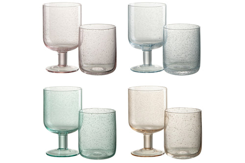 J-Line wijnglas Tommy - glas - mix - 4 stuks