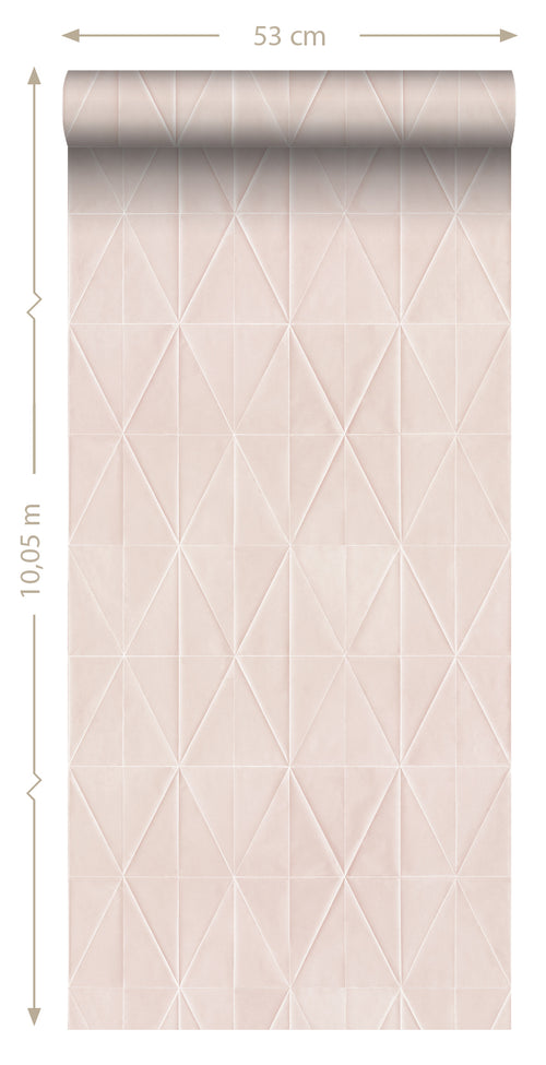 Origin Wallcoverings eco-texture vliesbehang origami motief zacht roze - 0,53 x 10,05 m - 347856 - vtwonen shop