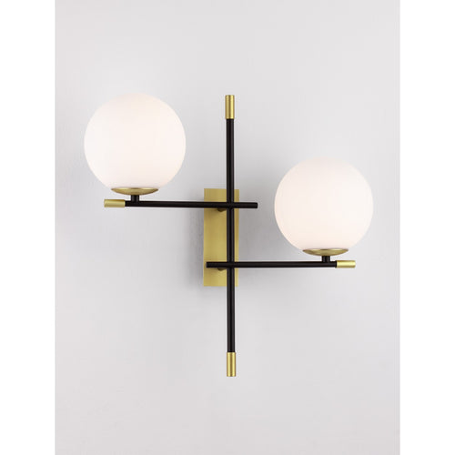 Nova Luce GIT Bolvormige wandlampen in opaal, goud en matzwart, LED G9 2x5W