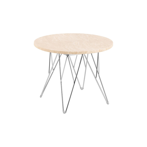 Rebellenclub Salontafel Broome - ø55 - Travertin Look Met Chrome Poten - vtwonen shop