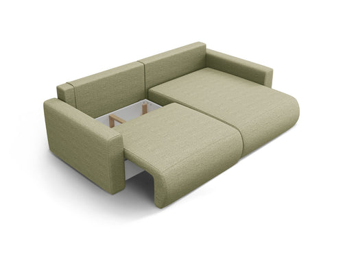 Cosmopolitan Design Omkeerbare converteerbare hoekbank met opbergdoos Belfast 3-zits, structurele stof asperge - 149x240x84cm