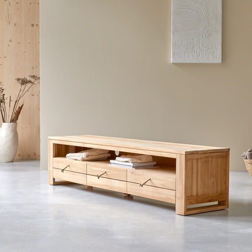 Tikamoon Tv-meubel van massief teakhout 170 cm - Naturel - vtwonen shop