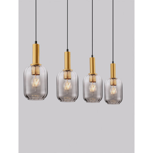 Nova Luce MAHO Hanglamp voor aan het plafond, rookkleurig messing goudkleurig, E27 fitting, 4x12W