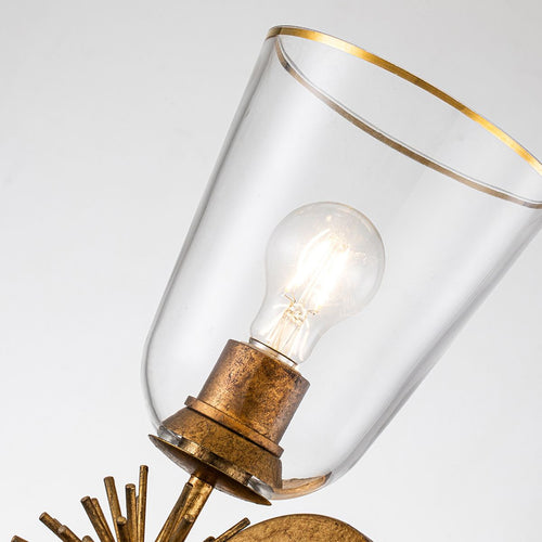 Wandleuchte Modern Antik Gold, Glasschirm 1x E27