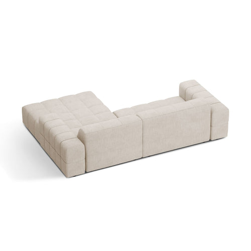 Cosmopolitan Design - Rechter hoekbank Chicago 3-zits, chenille lichtbeige - 167x234x78cm