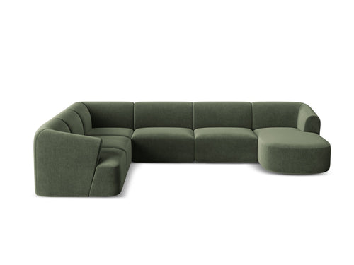 Cosmopolitan Design Modulaire panoramische hoekbank links Campi 7-zits, flueel groente - 255x330x70cm