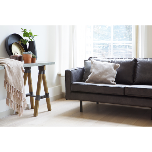 WOOOD 3-zits bank Rodeo - Eco-leder - Zwart - 85x277x86