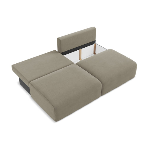 LaMiaSofa 3-zits slaapbank Ostia - textuurstof - donkerbeige - 216x102x79
