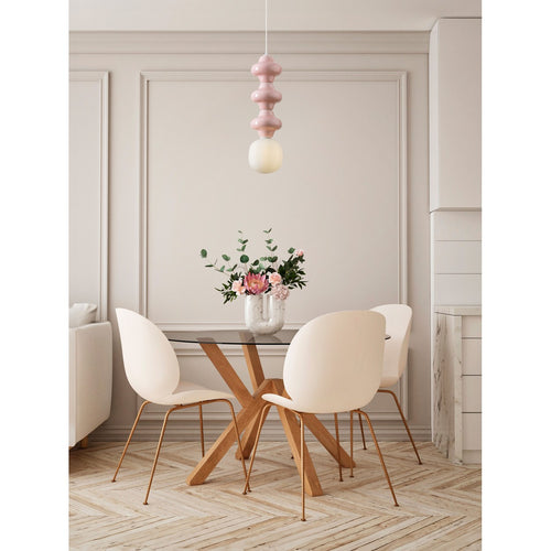 Nova Luce CLIO Hoge, slanke hanglamp voor aan het plafond, roze, mat wit, E14 fitting, 1x5W