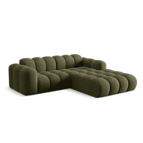 Cosmopolitan Design - Rechter hoekbank Treno 3-zits, chenille groente - 184x240x70cm