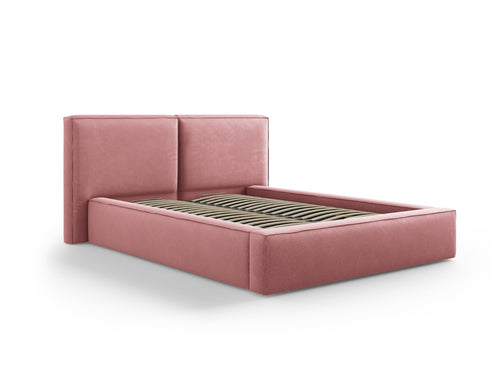 Micadoni Opbergbed met hoofdeinde Jodie 140x200cm, structurele stof, roze - 228x194x108cm