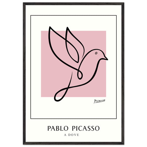 Artfulprints Poster met Lijst Pablo Picasso - A dove   - 70x100 cm - Roze