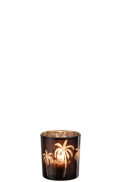 J-Line windlicht Palmboom - glas - bruin - small - 6 stuks - vtwonen shop