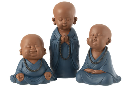 J-Line figuur Monnik Bidden - polyresin - blauw