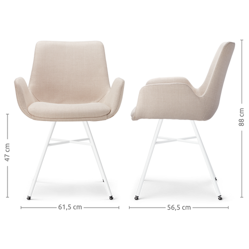 Nolon Noa-Eef Eetkamerstoelen Set van 2 - Beige - Witte Poten - vtwonen shop