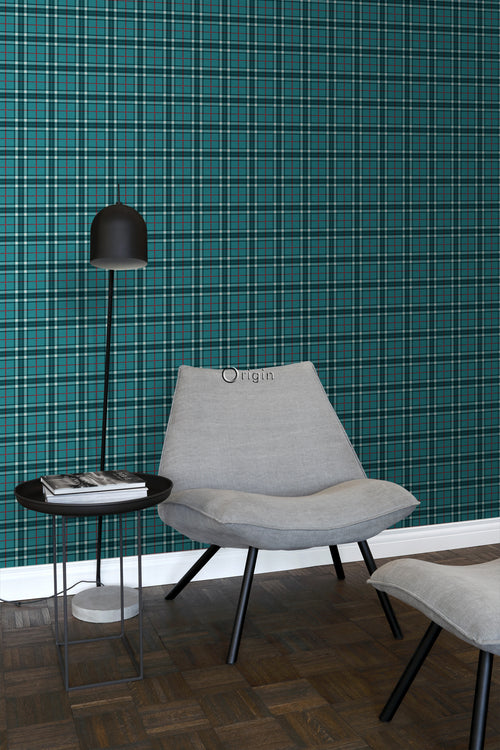 Origin Wallcoverings behang ruiten turquoise - 53 cm x 10,05 m - 347470 - vtwonen shop