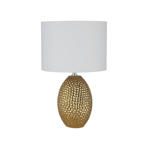 Searchlight Nadine Tafellamp Keramiek Goud & Crème Stoffen Kap